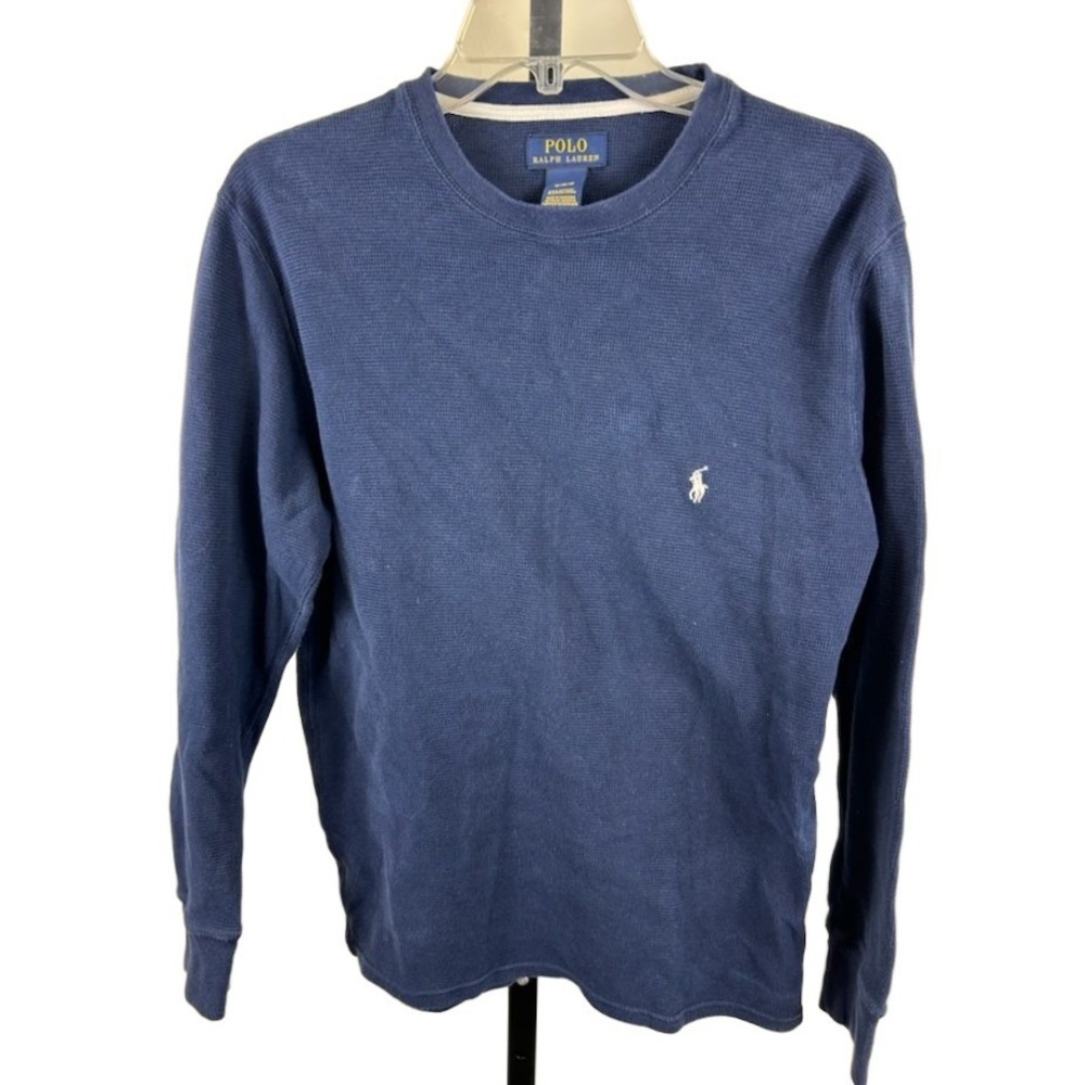 Polo Ralph Lauren Men's Size Medium Blue Long Sleeve Thermal Crewneck Shirt Top